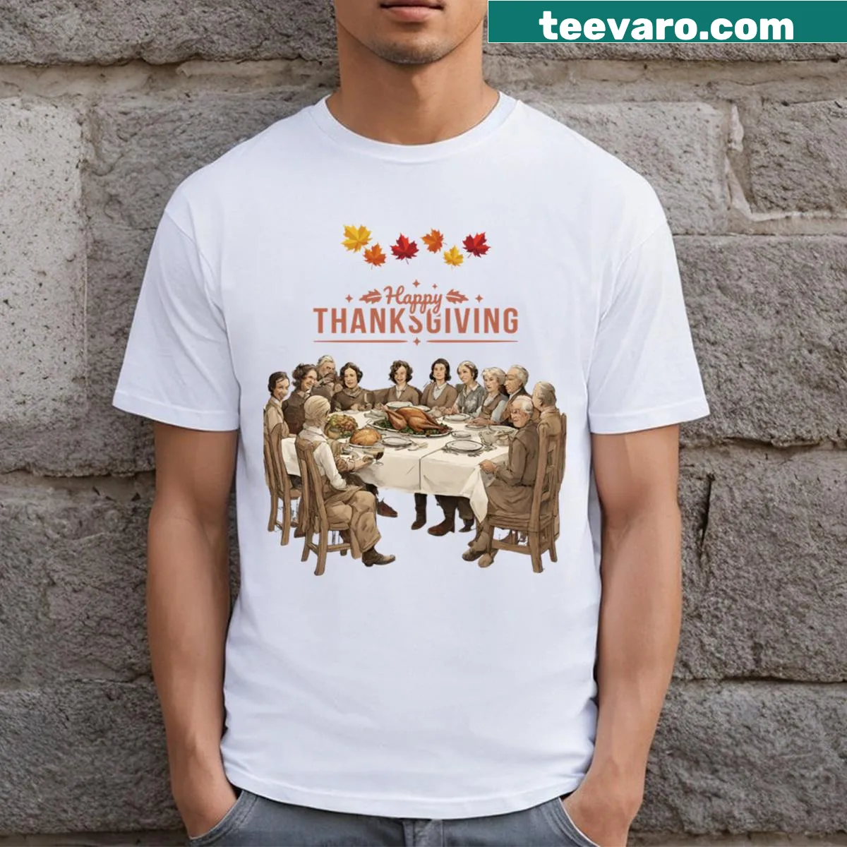 Funny Thanksgiving t-shirt with a humorous phrase — on a men's t-shirt