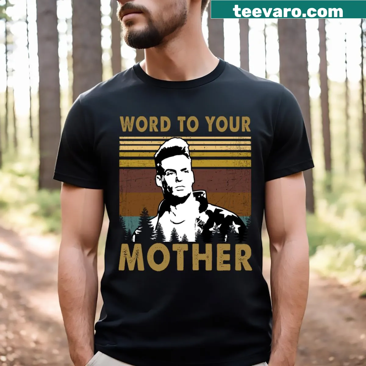 T-shirt featuring 'Word To Your Mother' text in bold typography — on a men's t-shirt