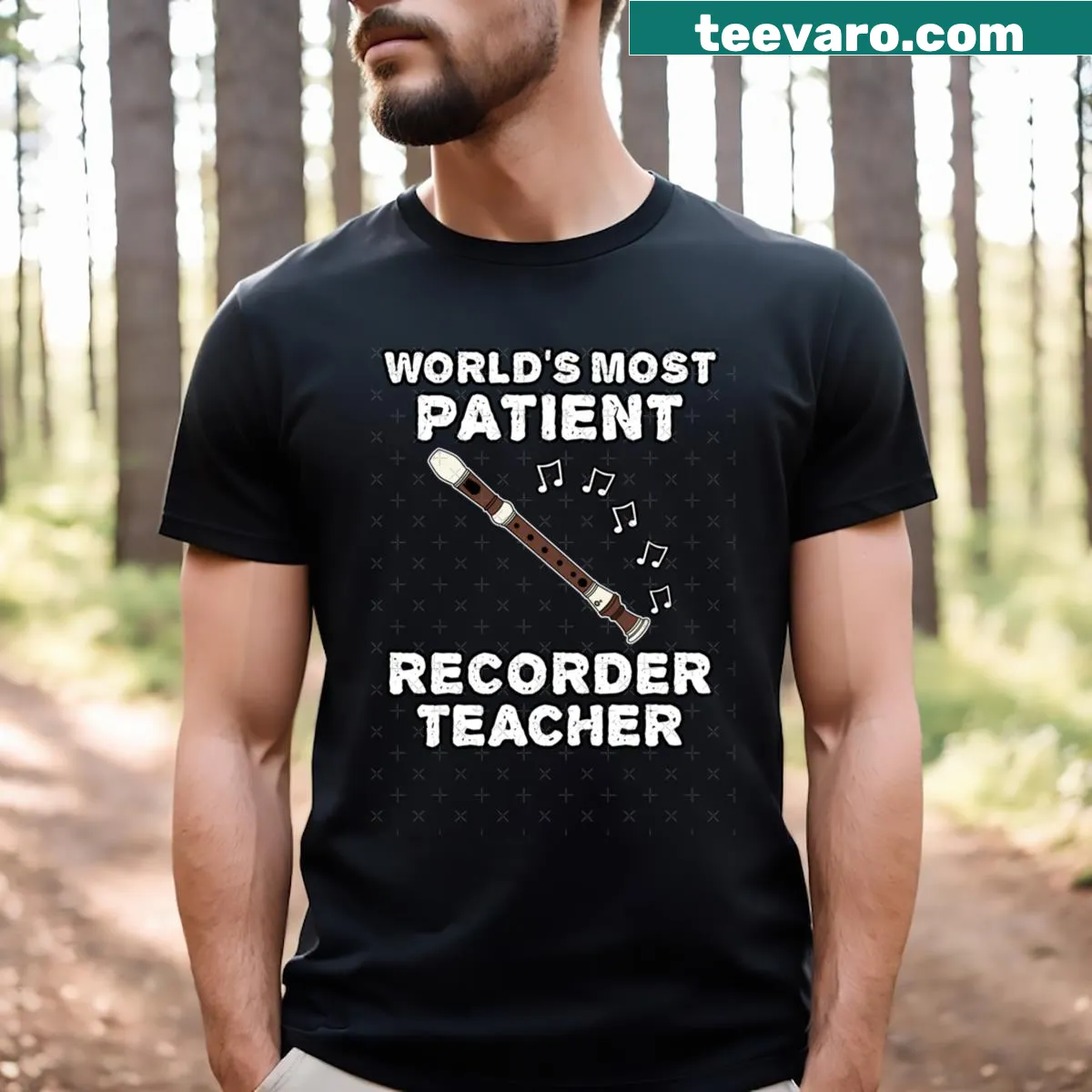Funny T-shirt for patient recorder teachers — on a men's t-shirt
