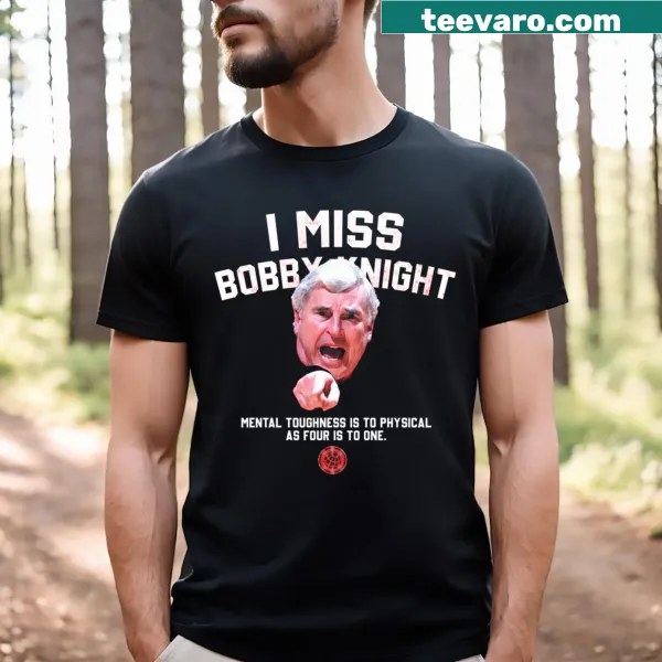 Illustration of basketball coach Bobby Knight on a t-shirt