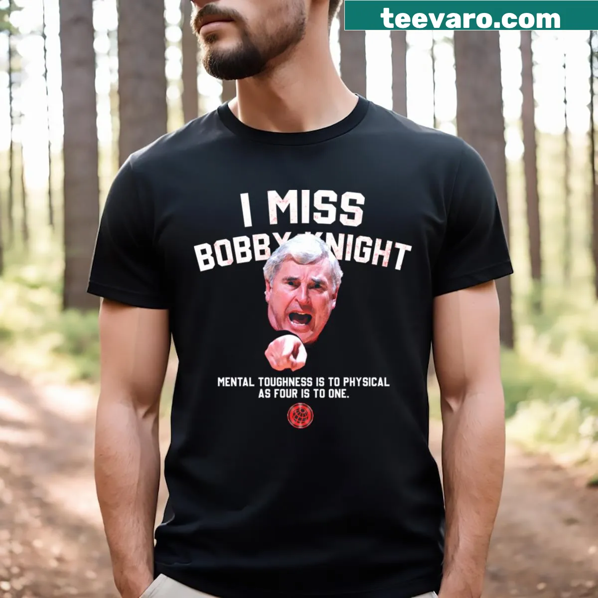 Illustration of basketball coach Bobby Knight on a t-shirt — on a men's t-shirt