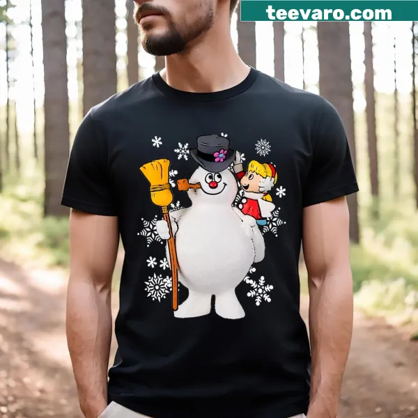 Illustrative T-shirt featuring Frosty the Snowman and a character named Karen