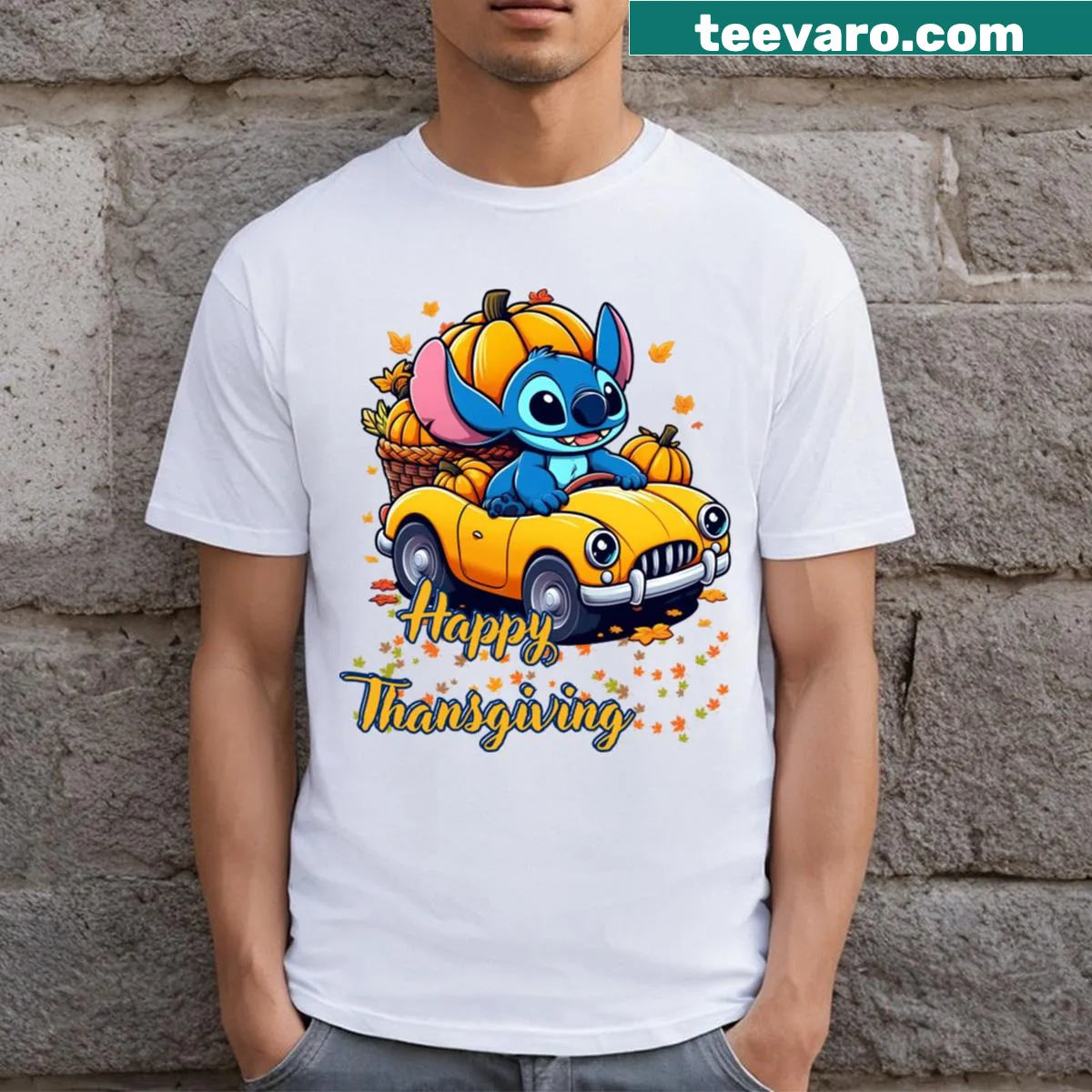Thanksgiving-themed T-shirt with a design about gratitude. — on a men's t-shirt