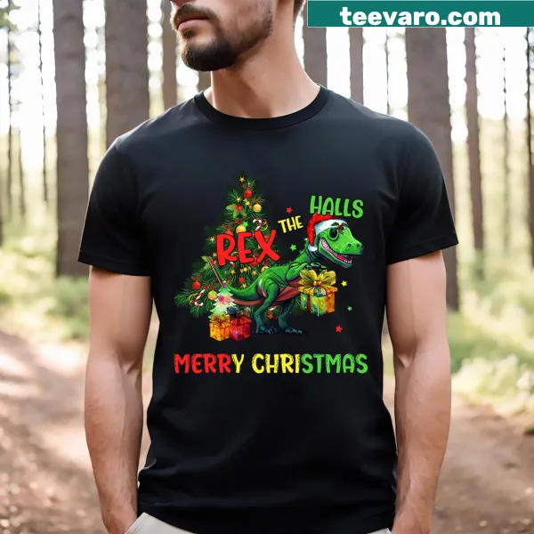 Edgy typography design featuring a T. Rex for Christmas celebrations.