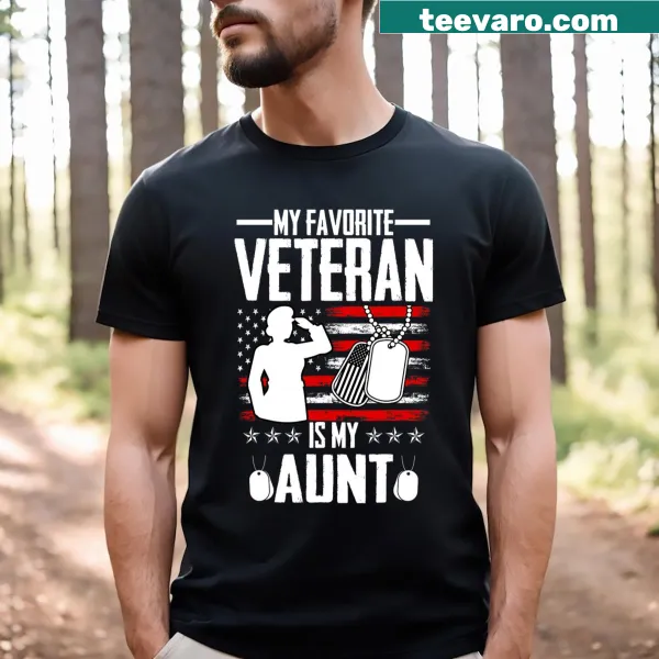 Vintage T-shirt with USA flag and 'My Favorite Veteran Is My Aunt'