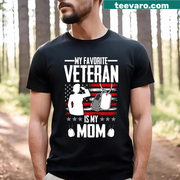 Vintage T-shirt with USA flag and 'My Favorite Veteran Is My Mom'