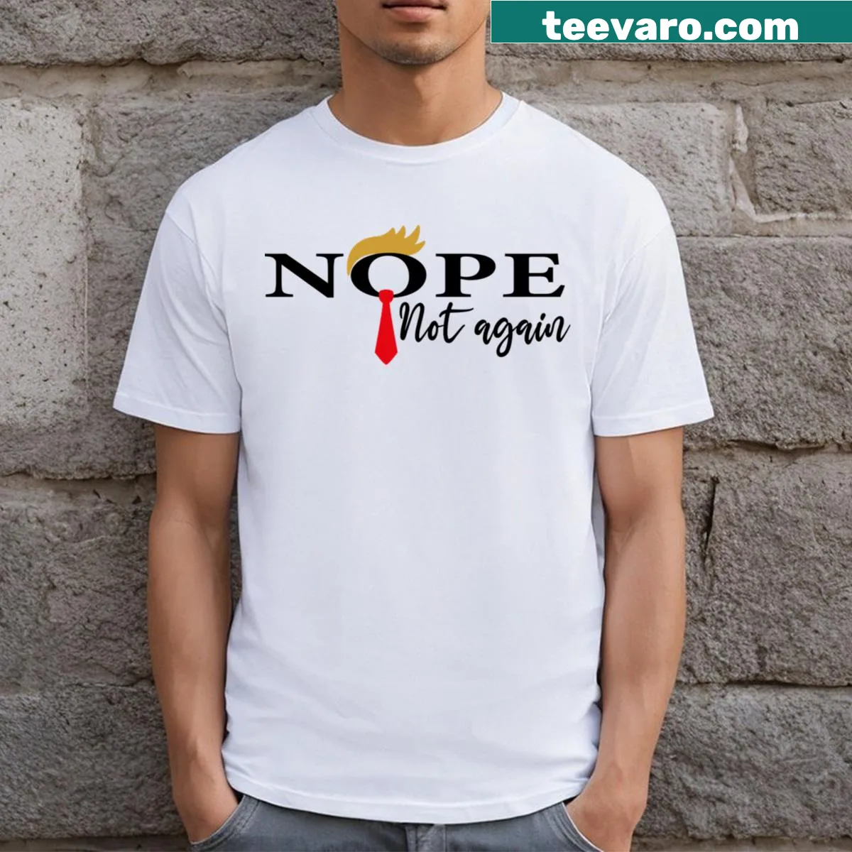 Funny sarcastic Trump statement t-shirt with bold text. — on a men's t-shirt