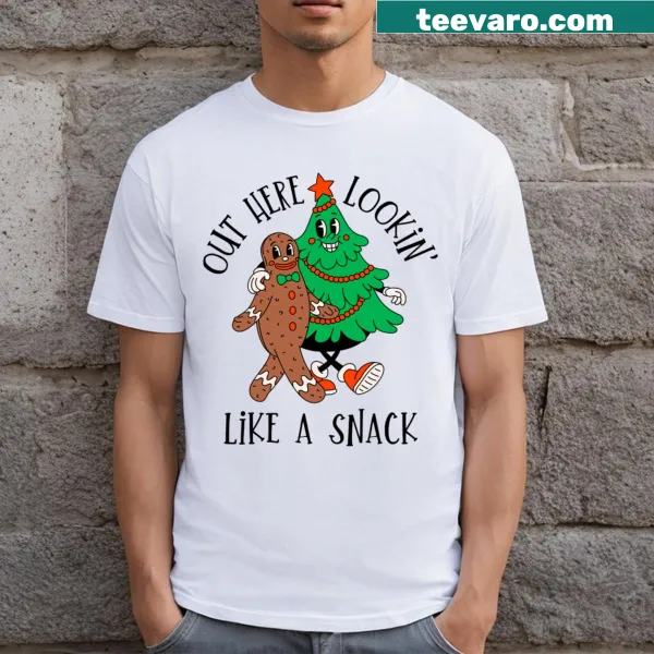 Christmas t-shirt featuring a playful snack-themed design.