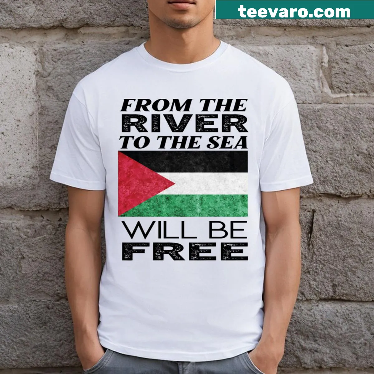 Patriotic Palestine support graphic on a T-shirt — on a men's t-shirt