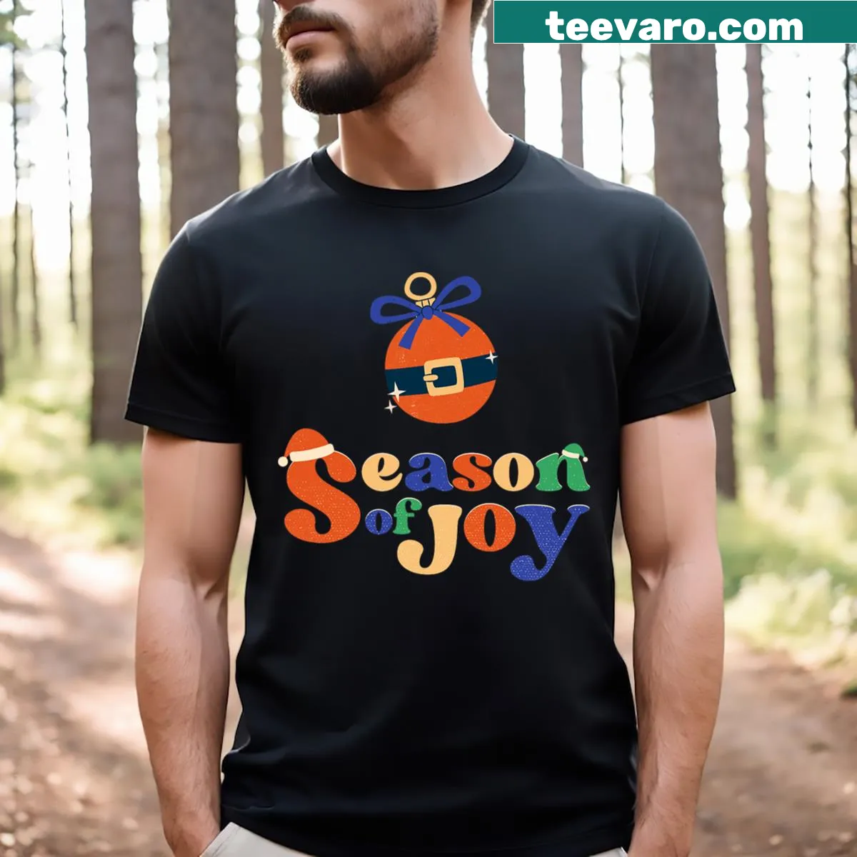 Matching family Christmas design t-shirt — on a men's t-shirt