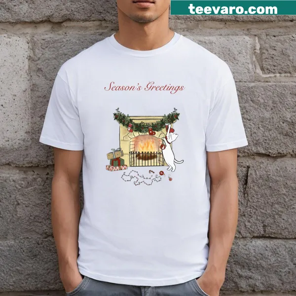 Cute cat illustration with Christmas elements t-shirt