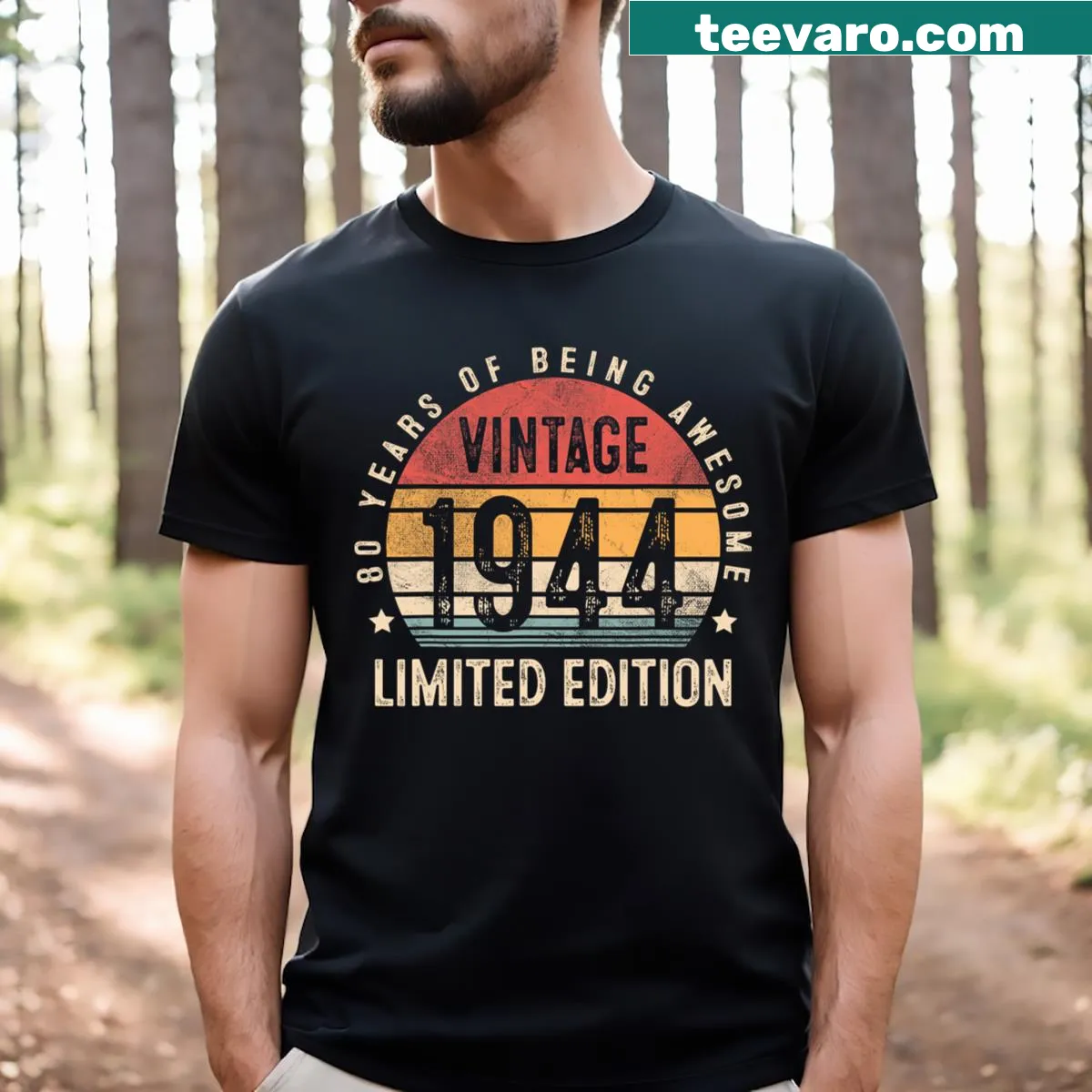 Retro T-shirt celebrating 80 years since 1944 for an 80th birthday — on a men's t-shirt