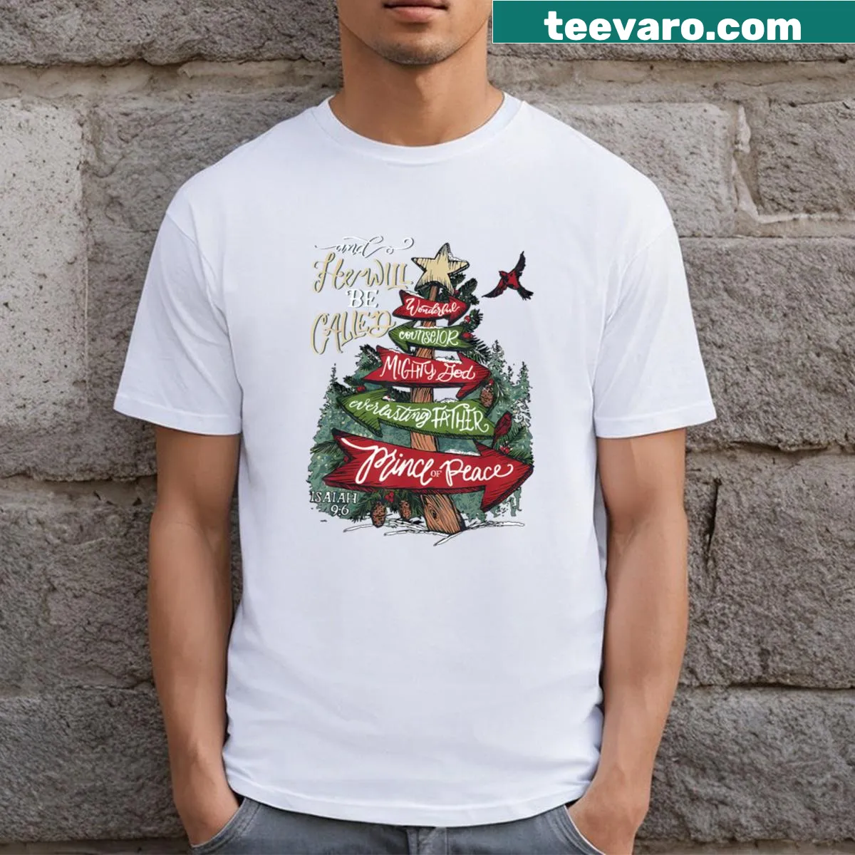 Vintage Christmas T-shirt with a classic festive design — on a men's t-shirt
