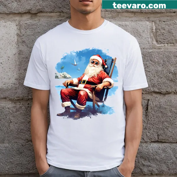 Playful T-shirt featuring a cartoon Santa Claus for Christmas