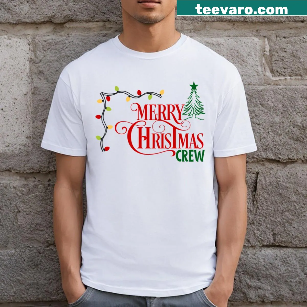 Fun Christmas Crew holiday-themed T-shirt design — on a men's t-shirt