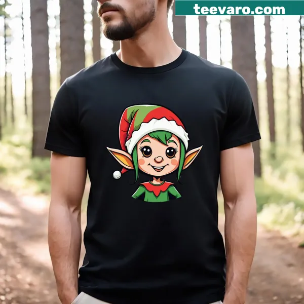 Cute Christmas T-shirt featuring a little elf girl