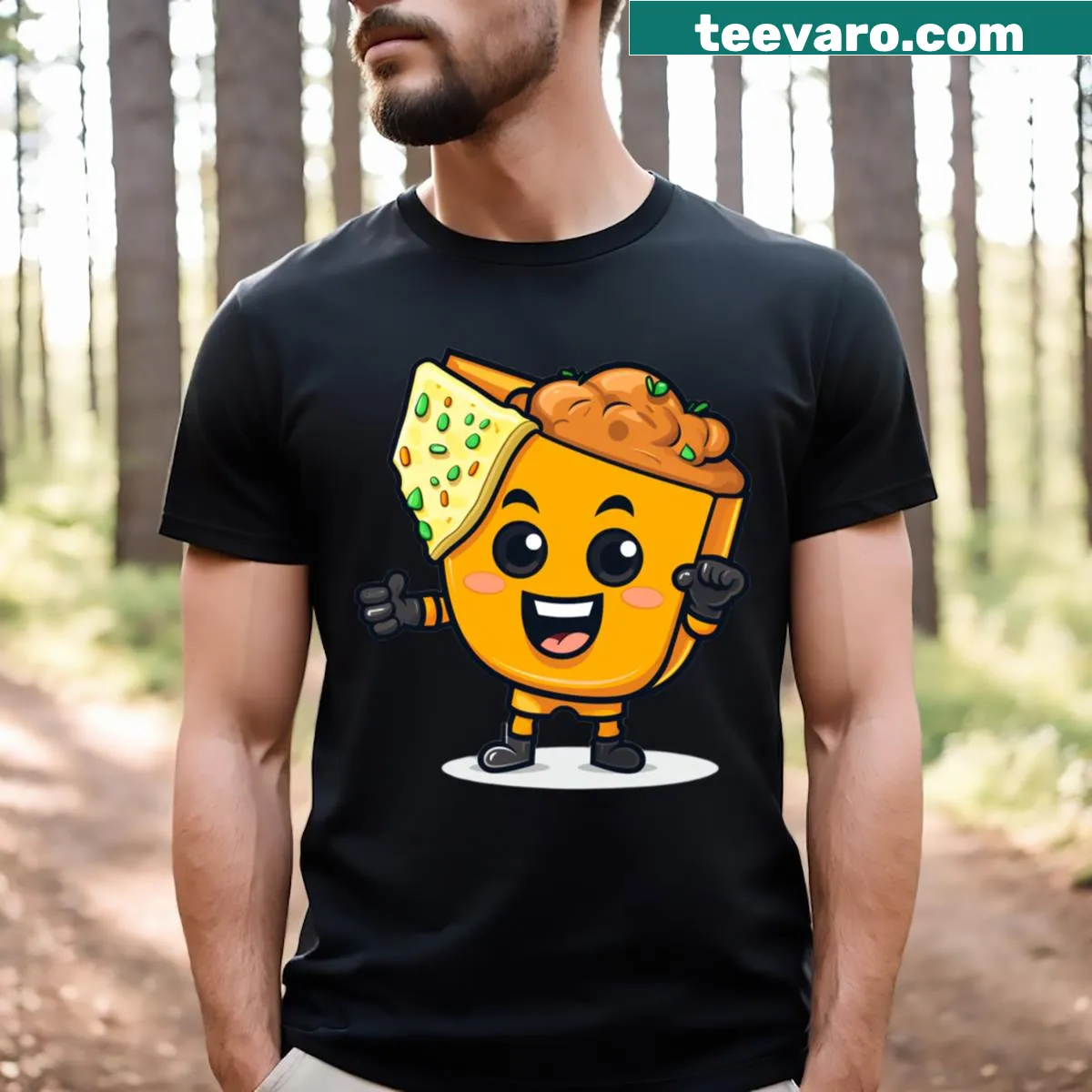 Adorable Kawaii Taco T-shirt with cute food graphic — on a men's t-shirt