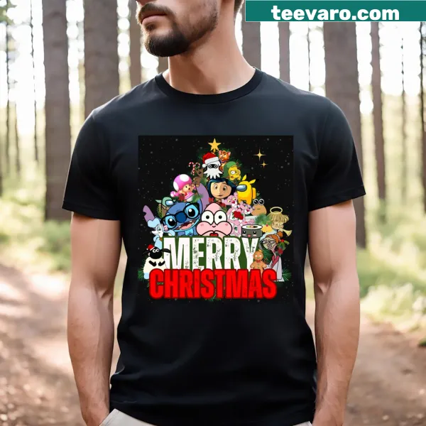 Cheerful Merry Christmas T-shirt with festive graphic design