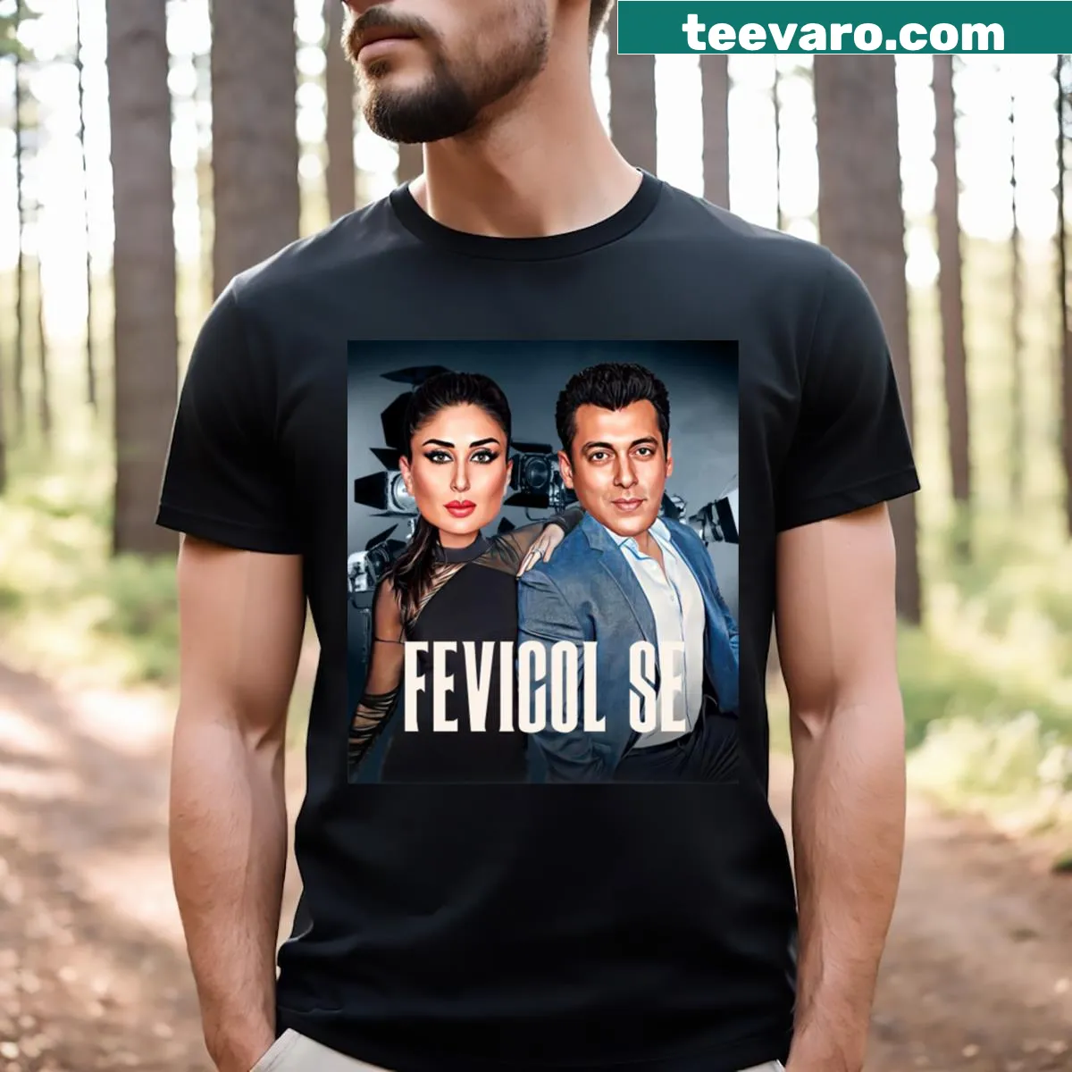 Illustration of Salman Khan and Kareena Kapoor for Bollywood fans — on a men's t-shirt