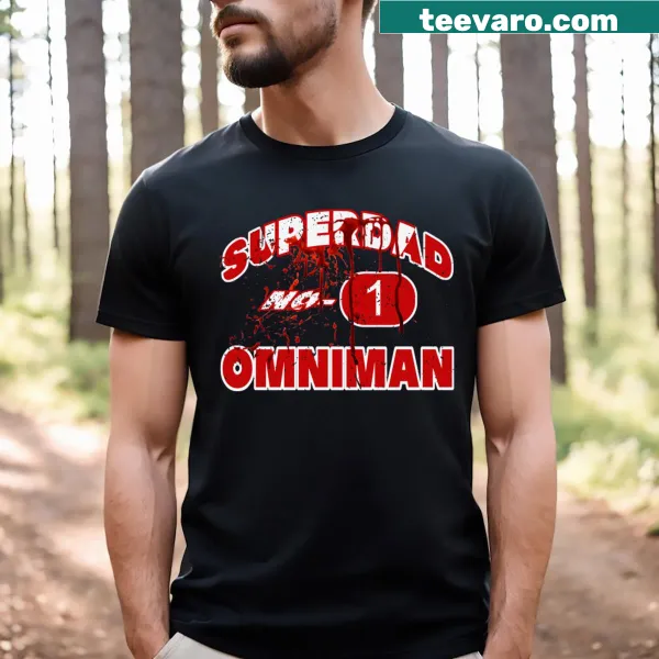 T-shirt featuring Superdad No 1 and Omniman graphic