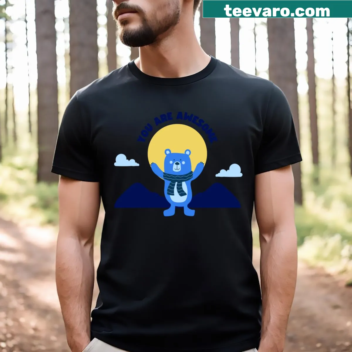 T-shirt featuring the uplifting message 'You Are Awesome!' in cheerful typography — on a men's t-shirt