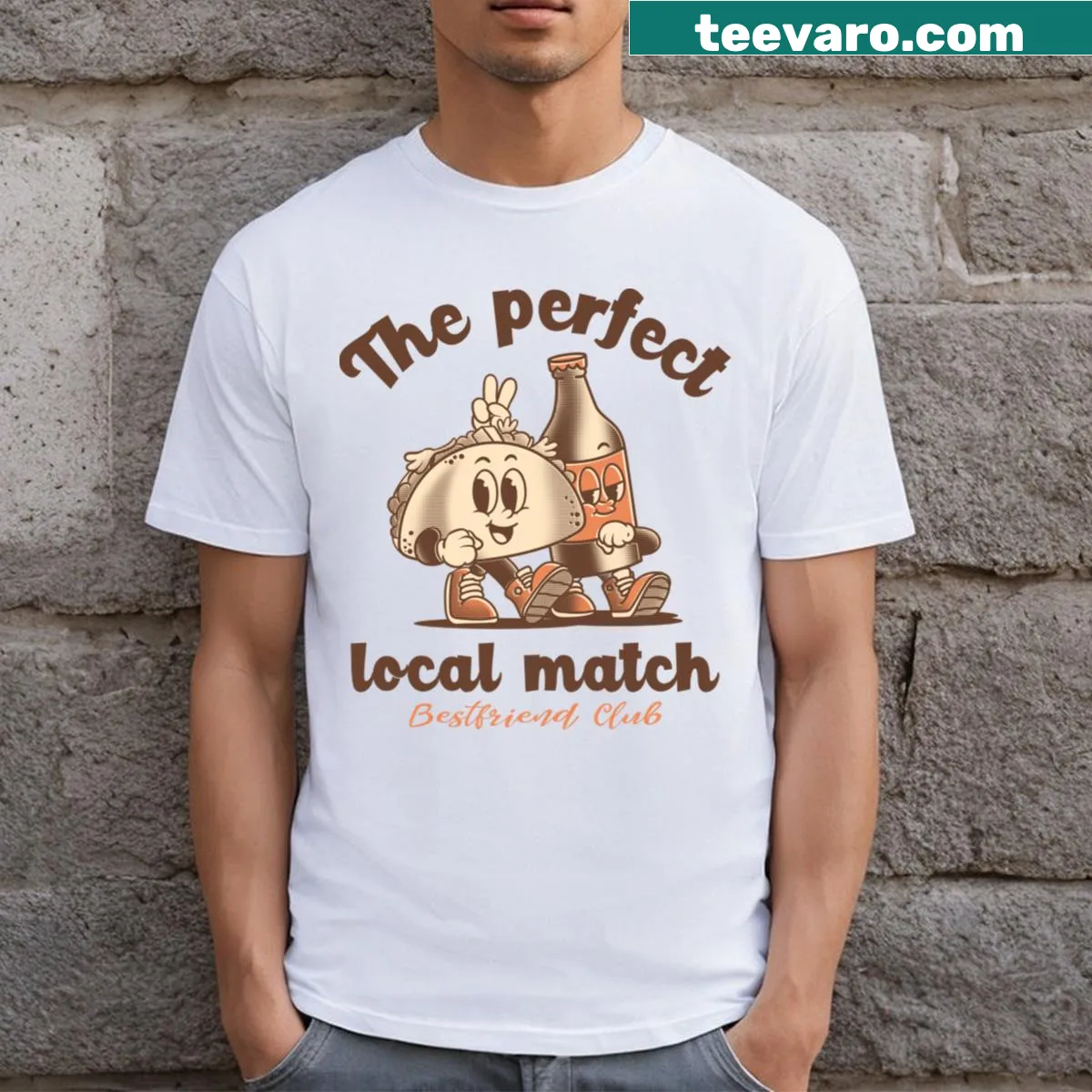 Bestfriend Club typography t-shirt for friends — on a men's t-shirt