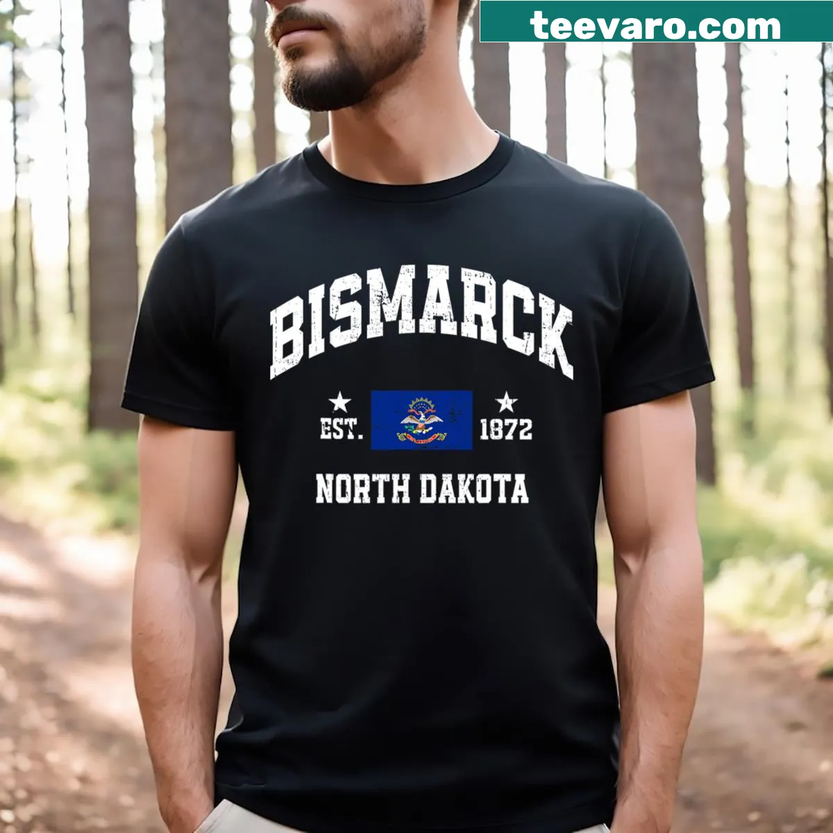 Vintage Bismarck North Dakota design on a T-shirt — on a men's t-shirt