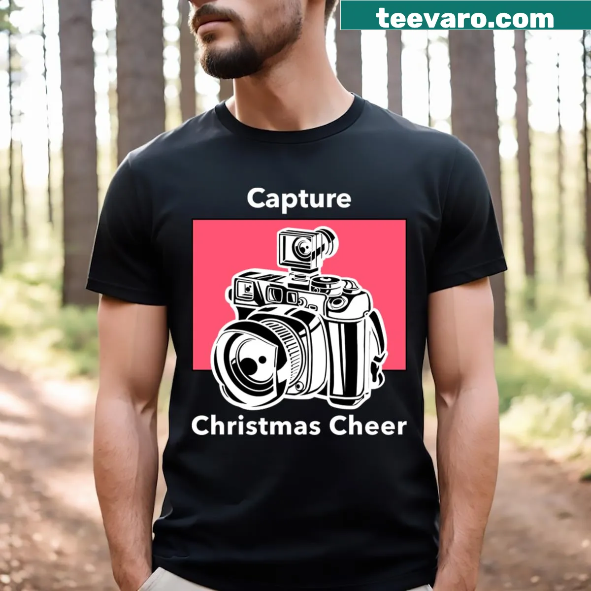 Festive graphic T-shirt celebrating the joy of Christmas cheer — on a men's t-shirt