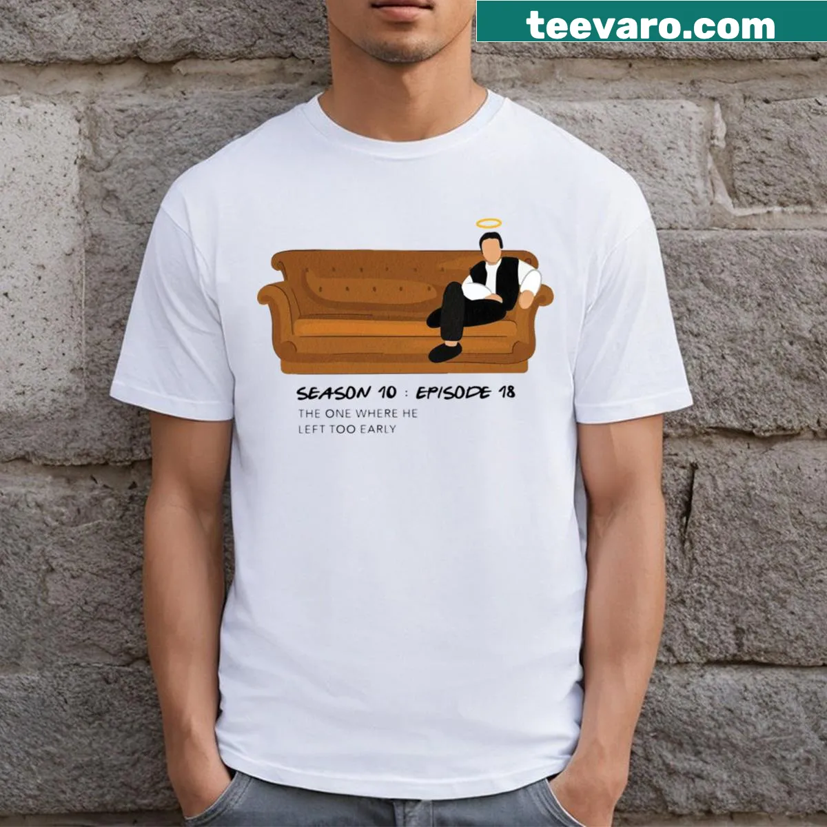 Chandler Bing tribute t-shirt with humorous saying — on a men's t-shirt