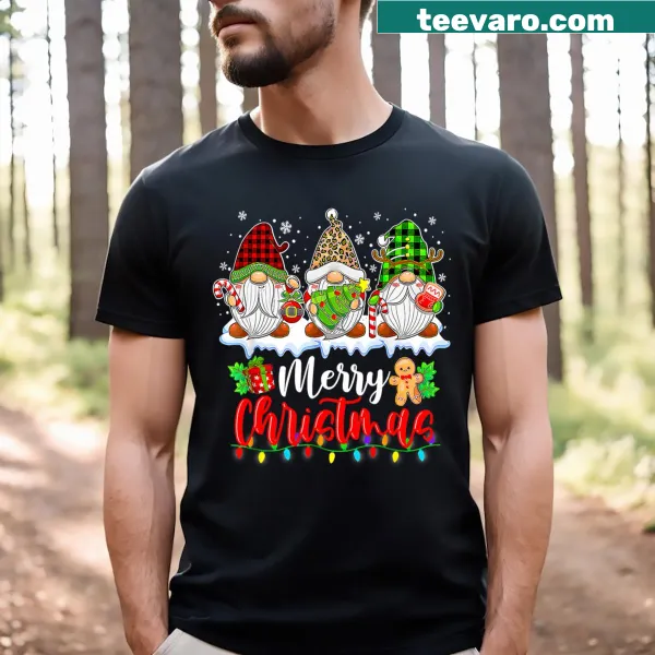Cute gnomes illustration for Christmas on a matching family T-shirt
