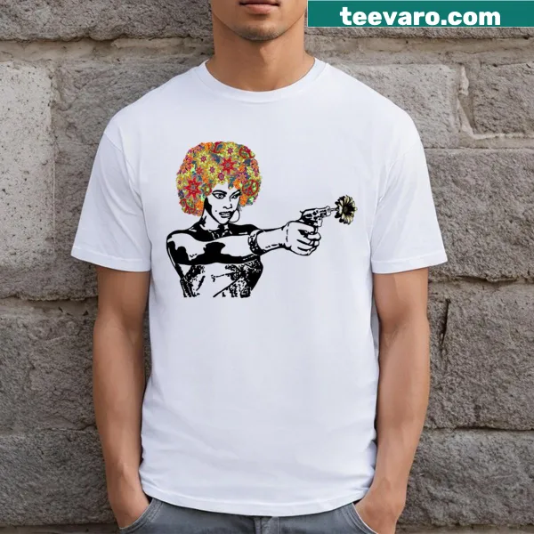 Floral illustration on a T-shirt for women