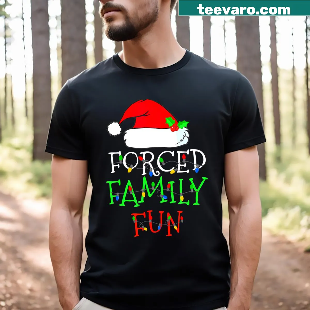 Sarcastic Christmas family T-shirt with humorous text — on a men's t-shirt