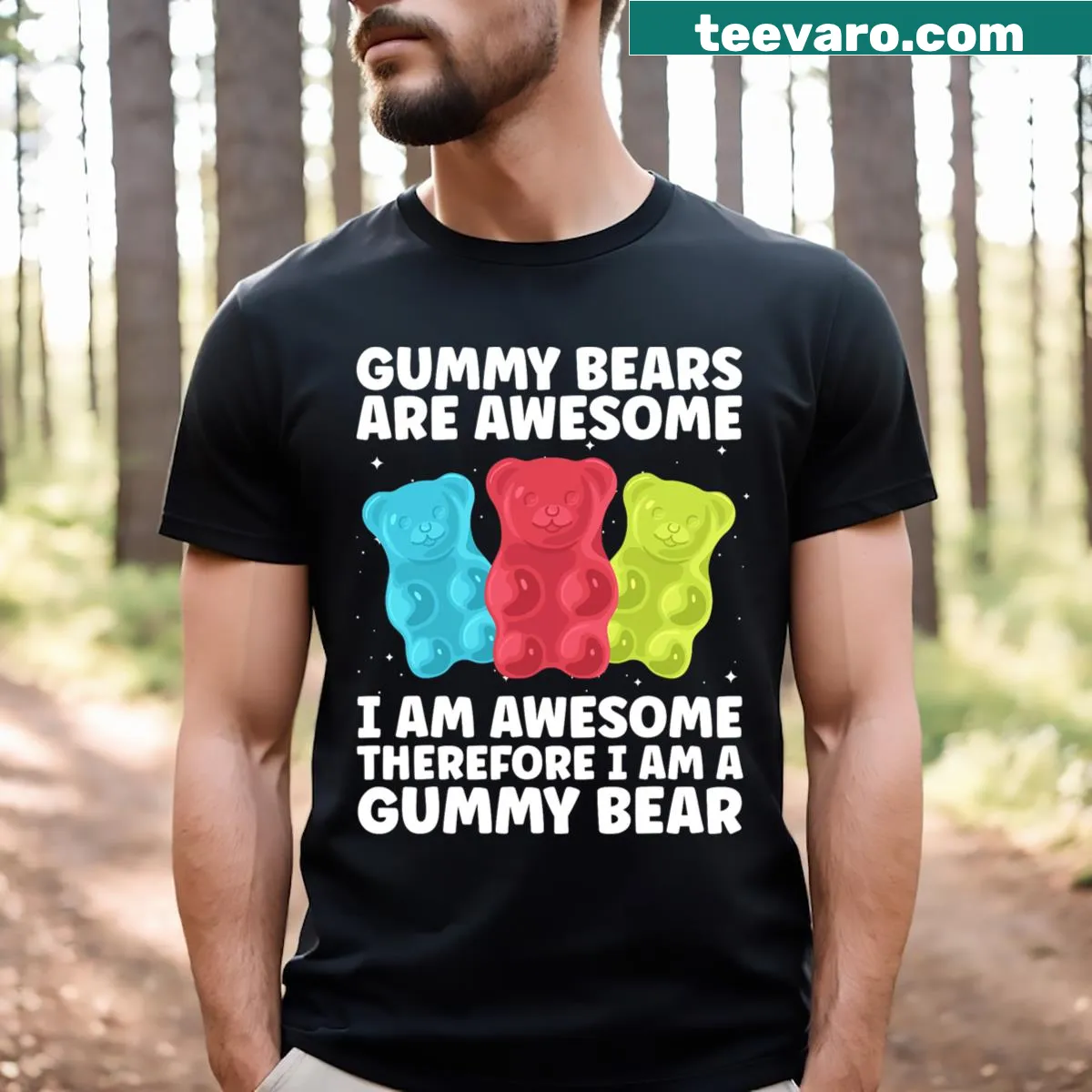 T-shirt with cute gummy bear illustrations for kids — on a men's t-shirt