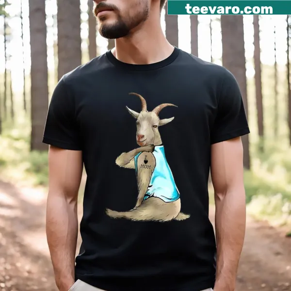 Goat tattoo graphic with 'I Love Mom' text