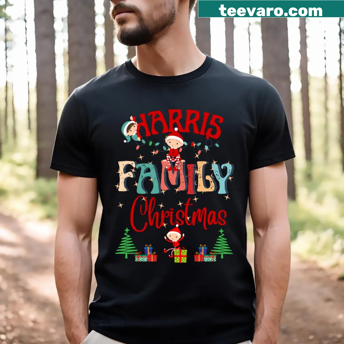 Personalized Christmas T-shirt for family celebrations — on a men's t-shirt