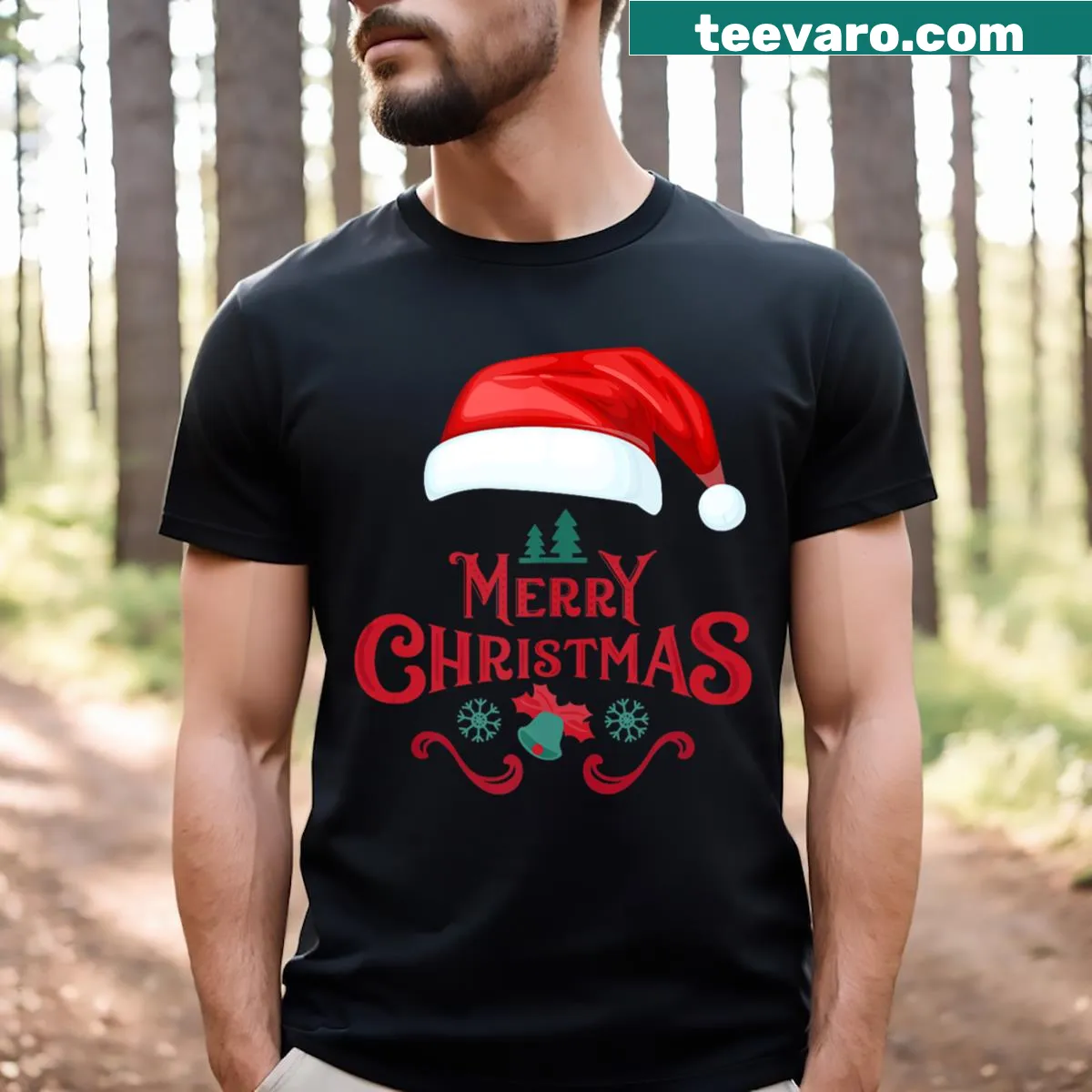 Matching family tank top with a joyful Christmas message — on a men's t-shirt