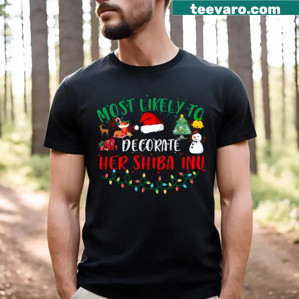 Funny Christmas t-shirt about decorating Shiba Inu