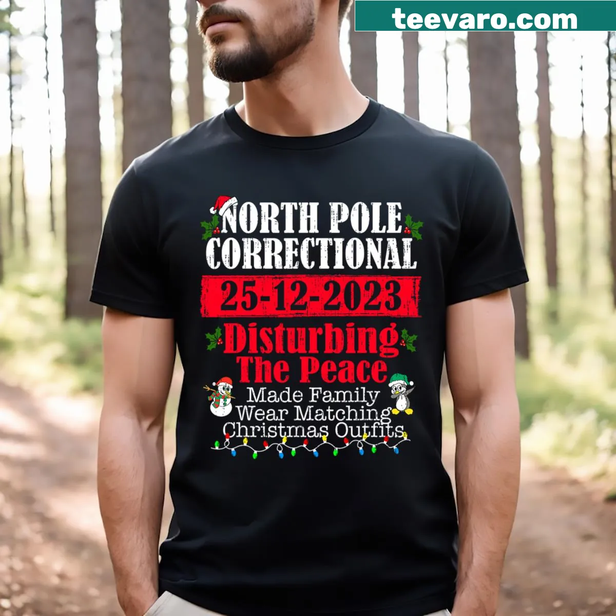 Funny Christmas t-shirt about wearing pajamas — on a men's t-shirt