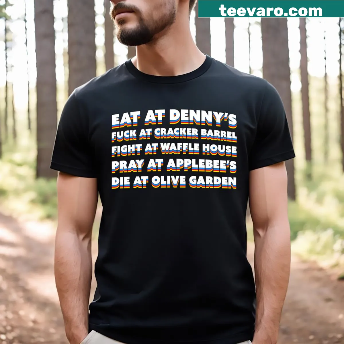 Off The Chain Restaurants T-shirt featuring bold typography — on a men's t-shirt