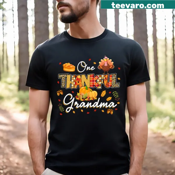 Thanksgiving T-shirt for grandma with fall leaves design