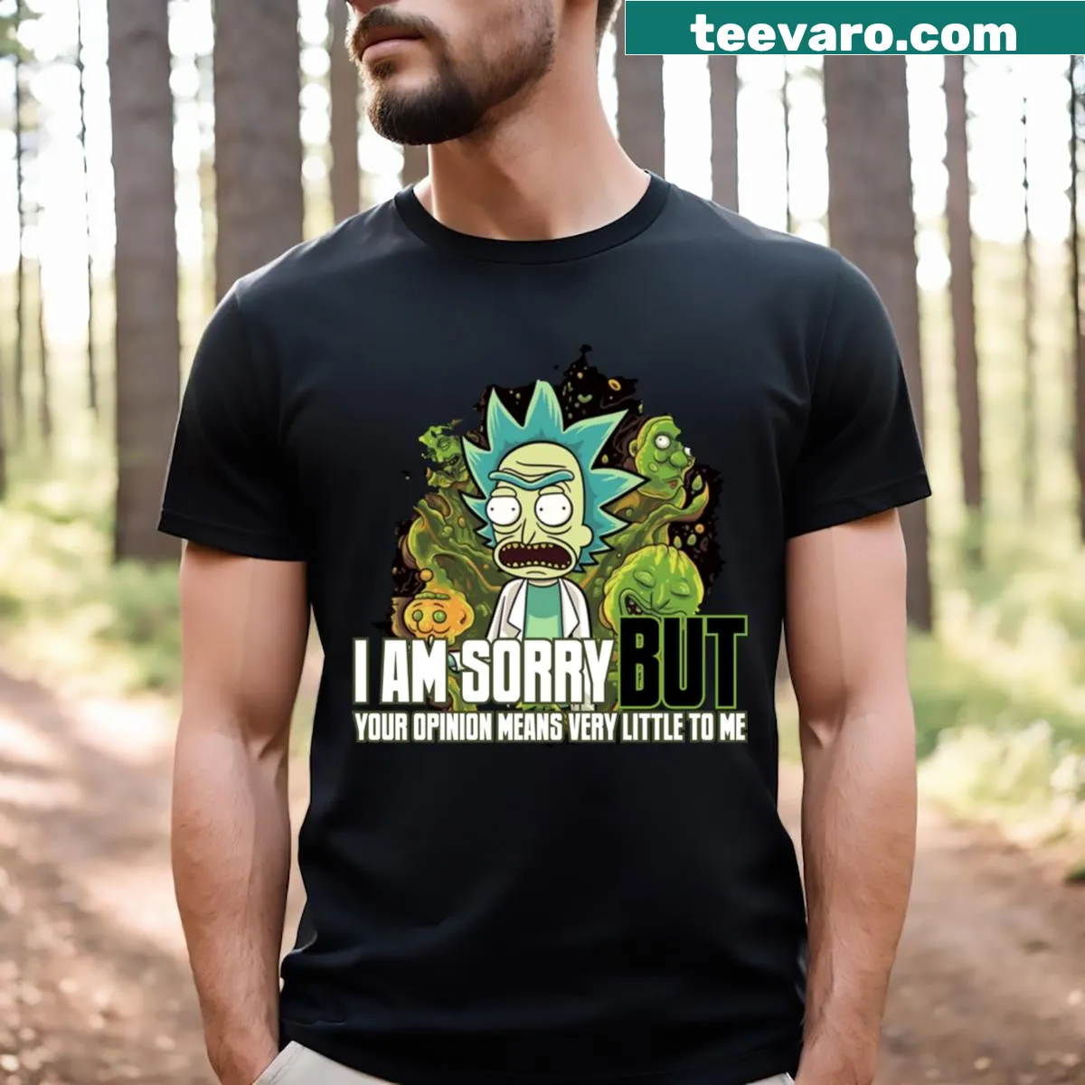 Illustration of Rick on a planet, representing a fun and adventurous theme — on a men's t-shirt