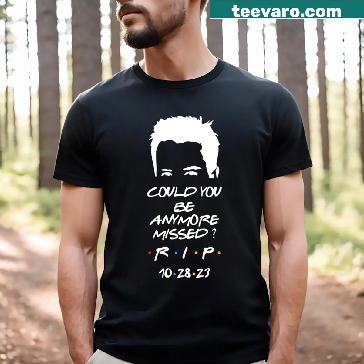 Tribute T-shirt for Chandler Bing featuring humorous text. — on a men's t-shirt
