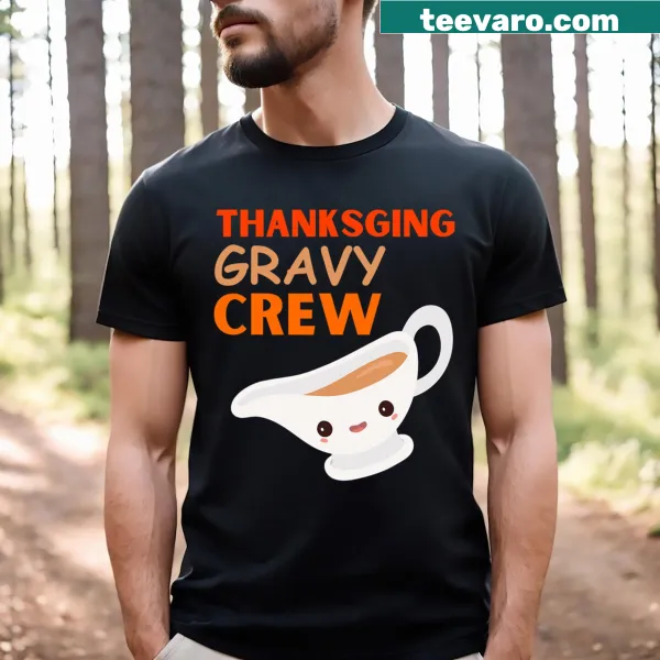 Thanksgiving t-shirt with 'Gravy Crew' playful text design
