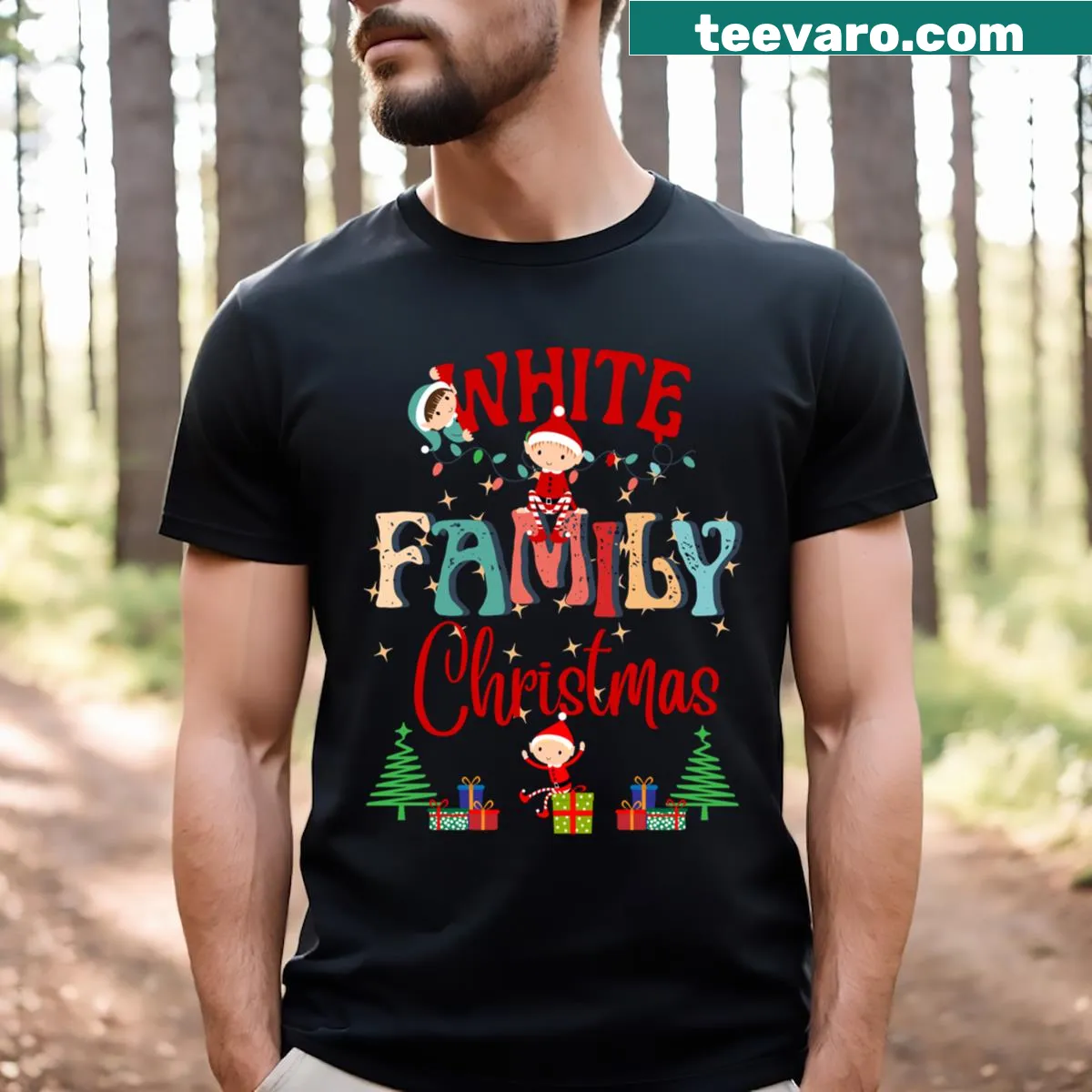 Personalized family Christmas celebration T-shirt — on a men's t-shirt