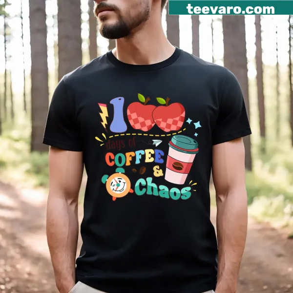 T-shirt celebrating 100 days of school with coffee theme