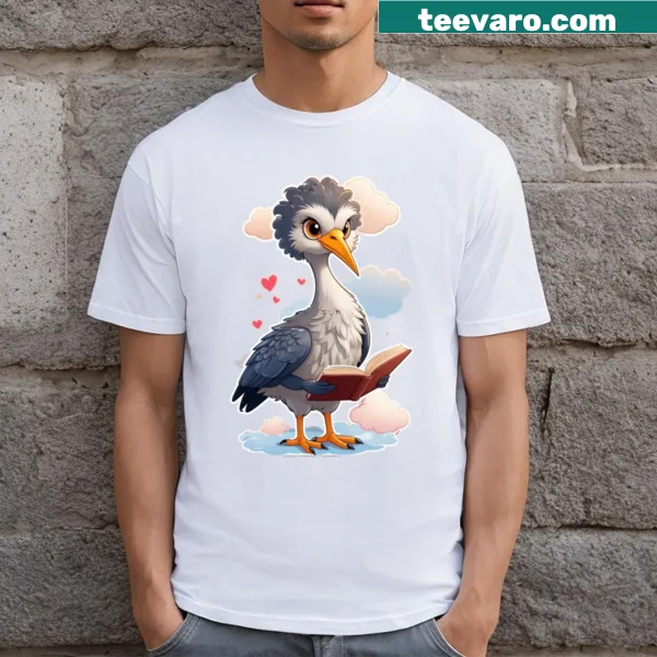 Illustrative T-shirt featuring the majestic African Goliath Heron bird