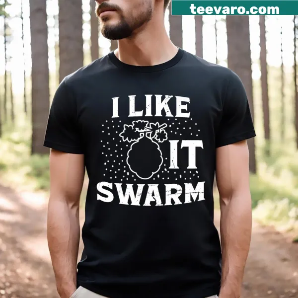 Funny beekeeping t-shirt with witty phrase about swarming
