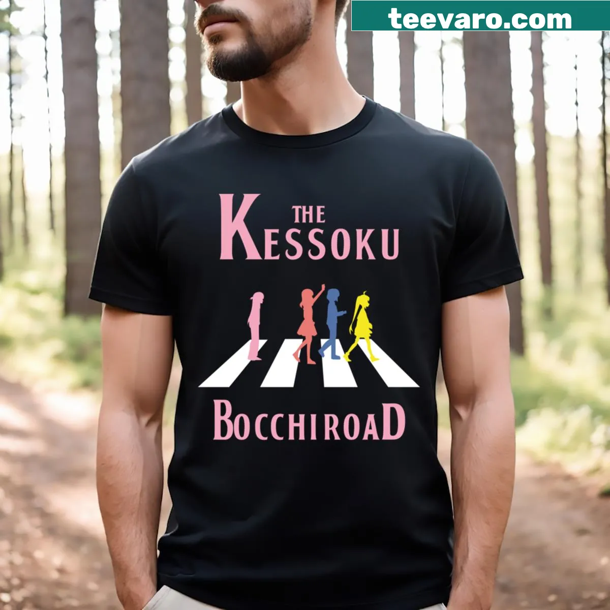 Bocchi the Rock Kessoku Bocchi Road graphic t-shirt — on a men's t-shirt