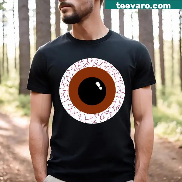 Whimsical brown eyeballs graphic on casual t-shirt