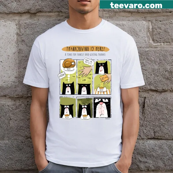 Funny Cat Thanksgiving graphic T-shirt